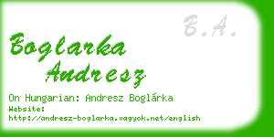 boglarka andresz business card